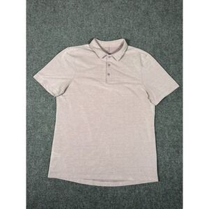 Lululemon Evolution Polo Shirt Men Medium Pink Short Sleeve Performance Golf EUC